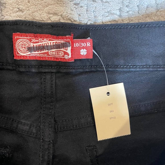NWOT Lucky Brand Legend Stevie High Rise Flare Jeans Black Rhinestone 10/30R - Picture 7 of 12